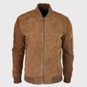 Men's Brown Genuine Suede Bomber Jacket