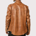 Men's Brown Lambskin Leather Biker Shirt - Image 2