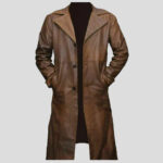 Men's Brown Real Lambskin Leather Trench Coat