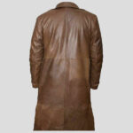 Men's Brown Real Lambskin Leather Trench Coat - Image 2