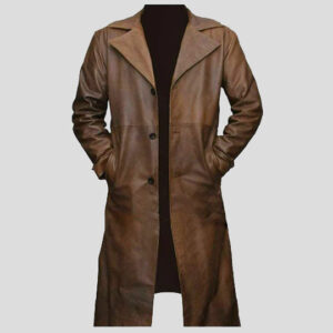 Men's Brown Real Lambskin Leather Trench Coat