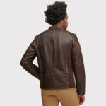 Men’s Brown Moto Leather Jacket - Image 2