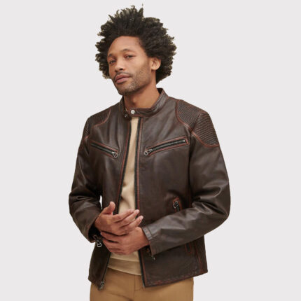 Men’s Brown Moto Leather Jacket
