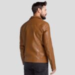 Men's Brown Perfecto Motorcycle Biker Leather Jacket - Image 4