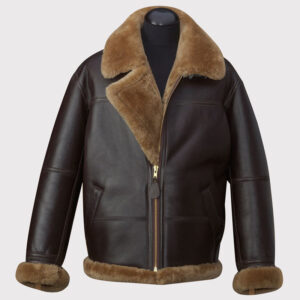 Men's Brown RAF B3 Aviator Shearling Leather Jacket