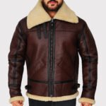 Men's Brown Shearling B3 Bomber Jacket - Image 5