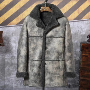 Men's Brown Shearling B3 Bomber Jacket - Winter Hunting Style