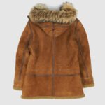 Men's Brown Shearling Parka Jacket - Image 3