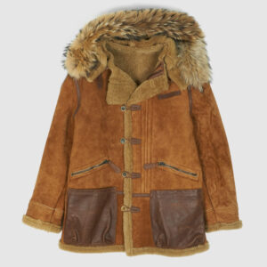 Men's Brown Shearling Parka Jacket
