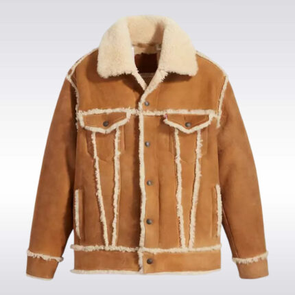Men’s Brown Shearling Olympia Trucker Jacket