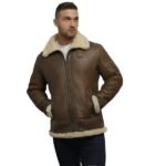 Men's Brown Sheepskin Flying Jacket - Image 5