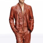Men’s Brown Sheepskin Leather Jumpsuit with Blazer - Image 2