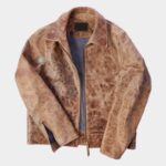 Men's Brown Vintage Distressed Real Leather Two Pocket Jacket