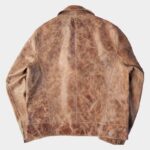 Men's Brown Vintage Distressed Real Leather Two Pocket Jacket - Image 2