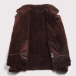 Men's Burgundy B-3 Bomber Sheepskin Motorcycle Jacket - Image 3