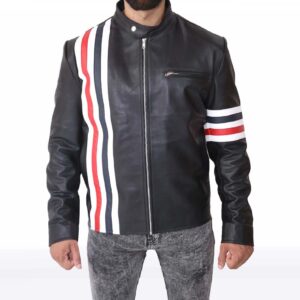 Captain America Easy Rider Black Leather Biker Jacket