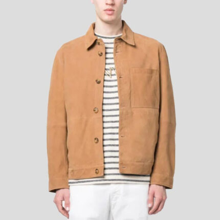 Men's Caramel Brown Suede Leather Shirt
