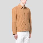 Men's Caramel Brown Suede Leather Shirt - Image 3