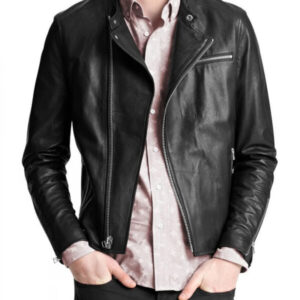 Men?s Classic Casual Black Leather Jacket