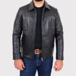 Men's Classic Relaxed Fit Real Leather Box Jacket