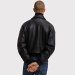 Men’s Classy Black Bomber PU Leather Jacket - Image 2