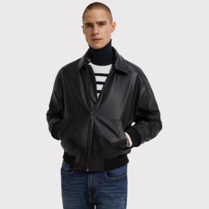 Men?s Classy Black Bomber PU Leather Jacket