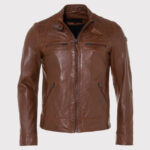 Men's Cognac Fashion Leather Jacket