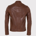 Men's Cognac Fashion Leather Jacket - Image 3