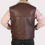 Men's Cognac Leather Sheepskin Gilet - Image 2