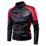 Men's Genuine Cowhide Leather Cafe Racer Motorcycle Jacket