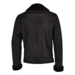 Mens Crocodile Print Sheepskin Coat in Black - Image 2