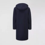 Men's Dark Blue Fleece Long Peacoat - Image 2