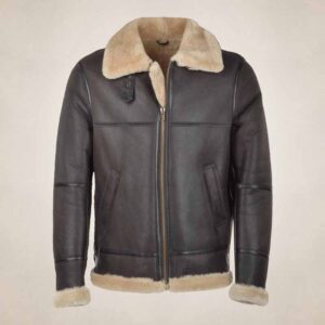 Men?s Dark Brown RAF Shearling Leather Bomber Jacket