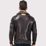 Men's Dark Brown Sheepskin Military Jacket Aviator Coat - Image 2
