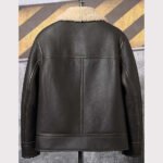 Men's Dark Brown Sheepskin Leather Shearling Motorcycle Jacket - Image 2