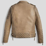 Men's Desert Brown Waxed Leather Biker Jacket - Image 2