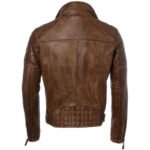 Men's Distressed Brown Genuine Leather Cafe Racer Biker Jacket - Image 2