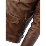 Men's Distressed Brown Genuine Leather Cafe Racer Biker Jacket - Image 4