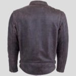 Men's Distressed Brown Leather Motorcycle Jacket - Image 2