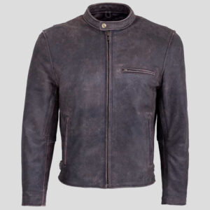 Men's Distressed Brown Leather Motorcycle Jacket