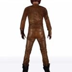 Men’s Distressed Leather Biker Jumpsuit - Image 2