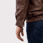 Men's Double Collar Leather Bomber Jacket - Image 3