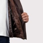 Men's Double Collar Leather Bomber Jacket - Image 4