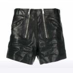 Men’s Double Zipper Black Leather Shorts - Image 3