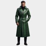 Men's Exotic Snake Print Leather Long Coat