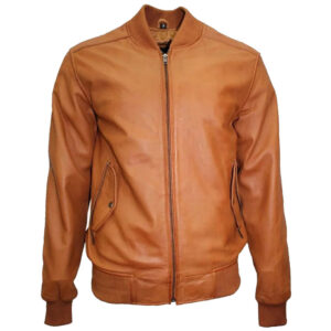 Men's Fashion Real Lambskin Leather Bomber Jacket