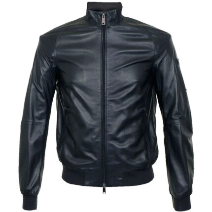 Men's Fashion Mode Classic Soft Lambskin Leather Bomber Jacket