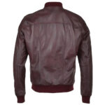 Men's Fashion Oxblood Leather Bomber Jacket - Image 2