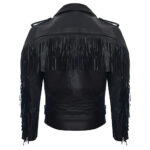 Men's Fringe Hide Leather Brando Tasseled Motorcycle Jacket - Image 2