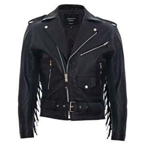 Men's Fringe Hide Leather Brando Tasseled Motorcycle Jacket